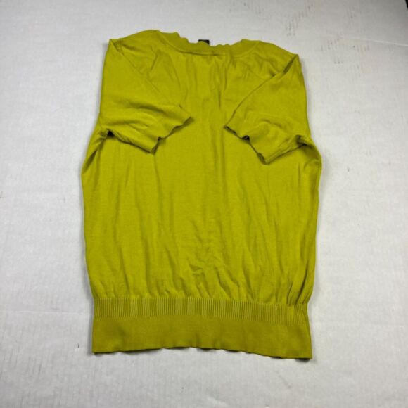 White House Black Market Green V-Neck Sweater Short Sleeve Preppy Classic Knit L - Picture 10 of 11